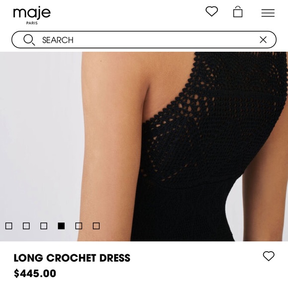 MAJE NEW LONG CROCHET DRESS BLACK SIZE 36 - Picture 5 of 9